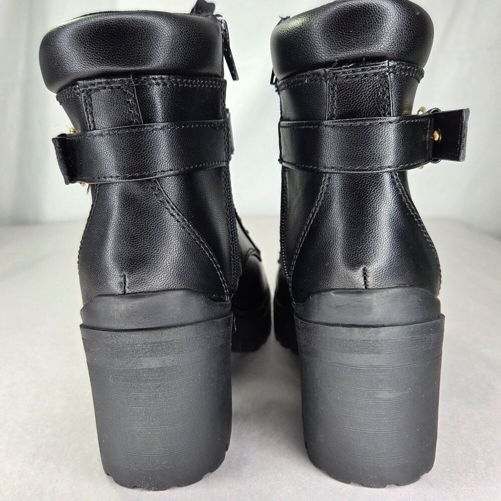 NWOT Wild Pair Women's Bridgitt Lace-up Side-Zip Lug-Sole Booties - Picture 4 of 7